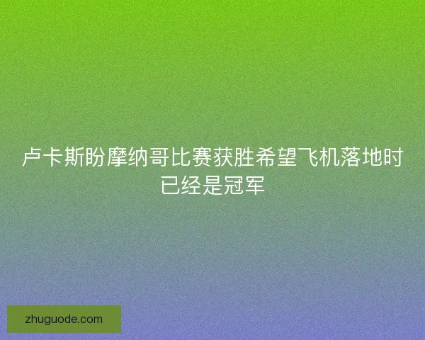 卢卡斯盼摩纳哥比赛获胜希望飞机落地时已经是冠军